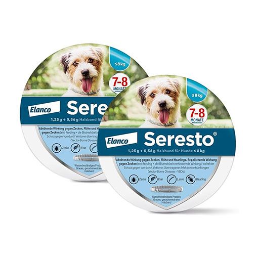 Spar-Set: 2x SERESTO 1,25g + 0,56g Halsband für Hunde bis 8kg