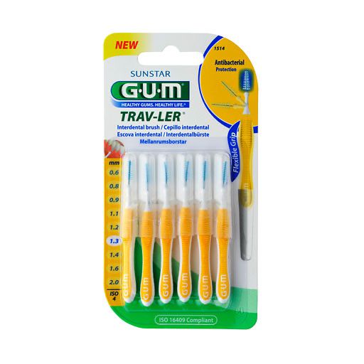 GUM TRAV-LER 1,3mm Tanne gelb Interdental+6Kappen